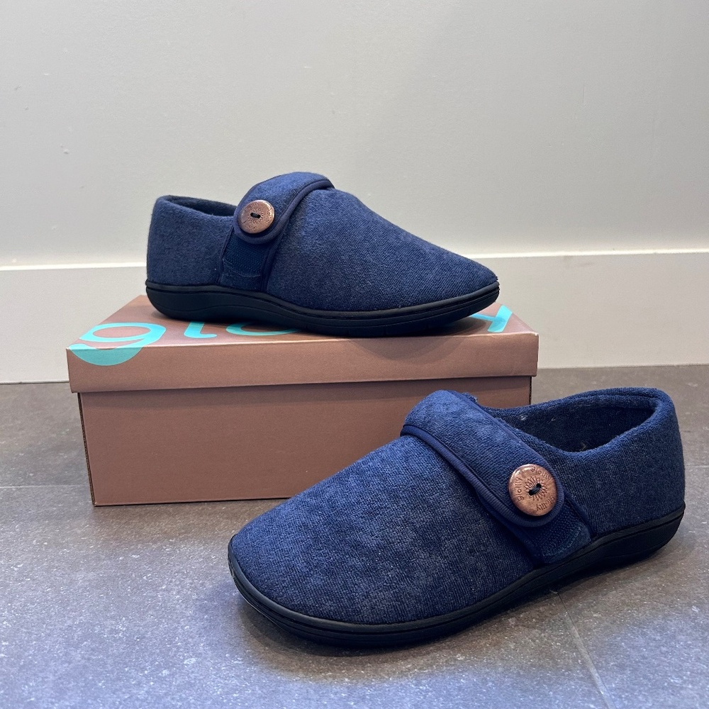 Brand New Glolily Women’s Size 10 M Navy Slippers Sherpa Lined